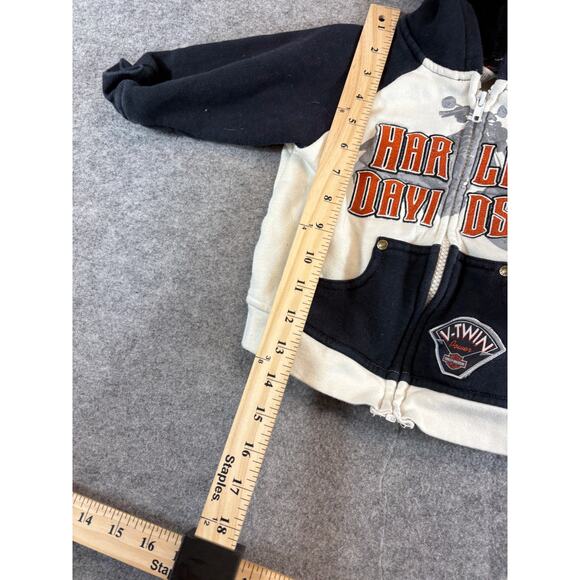 Harley Davidson Hoodie Toddler 18M Black Cream V-Twin Fleece Sweatshirt Motor - Picture 3 of 5